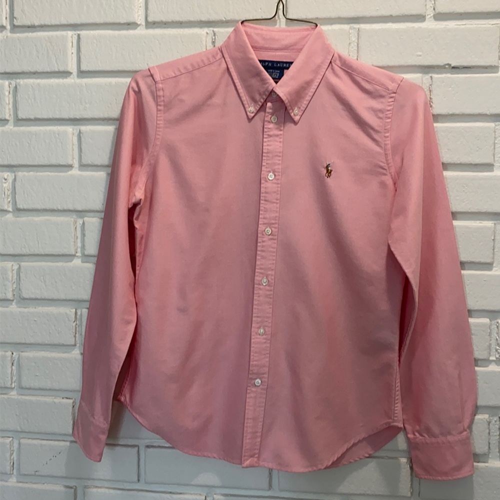 Women’s Pink Ralph Lauren Polo Super Slim Oxford